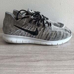 Nike Free RN Flyknit 2017 Mens Size 13 White Black Stealth Running Shoes 880843